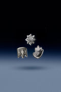 Custom 3 pack die cut and 3D embossed hat pins each with a metal butterfly back fastener.