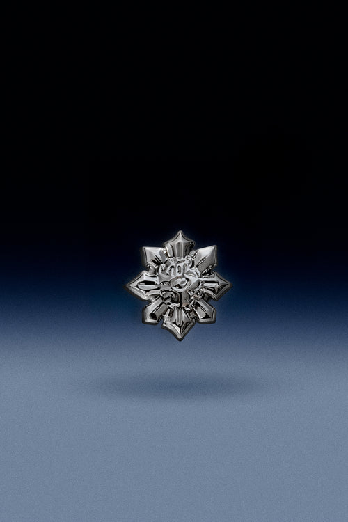 Custom 3D embossed hat pin with a metal butterfly back fastener.