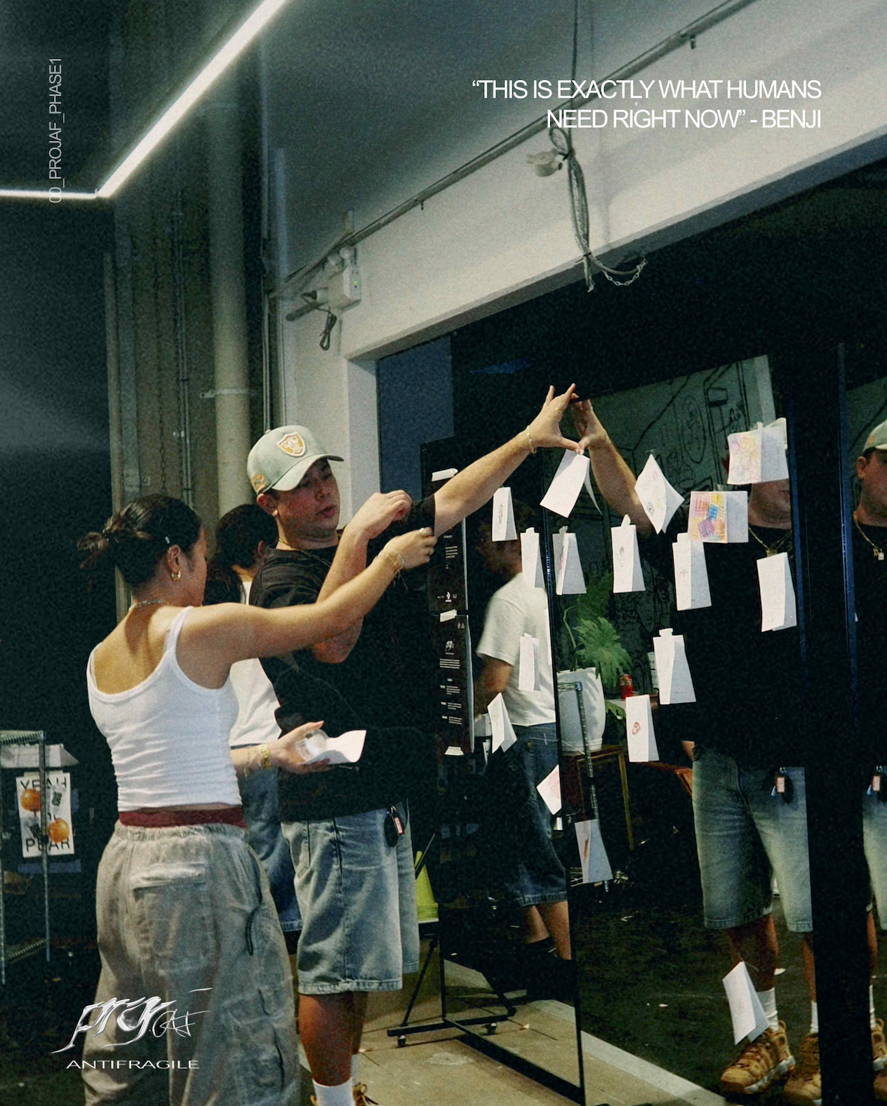 Creatives pinning their drawings and sketches from the draw and yap ideation design workshop at Commonhouse, a creative production studio in Glendenning.