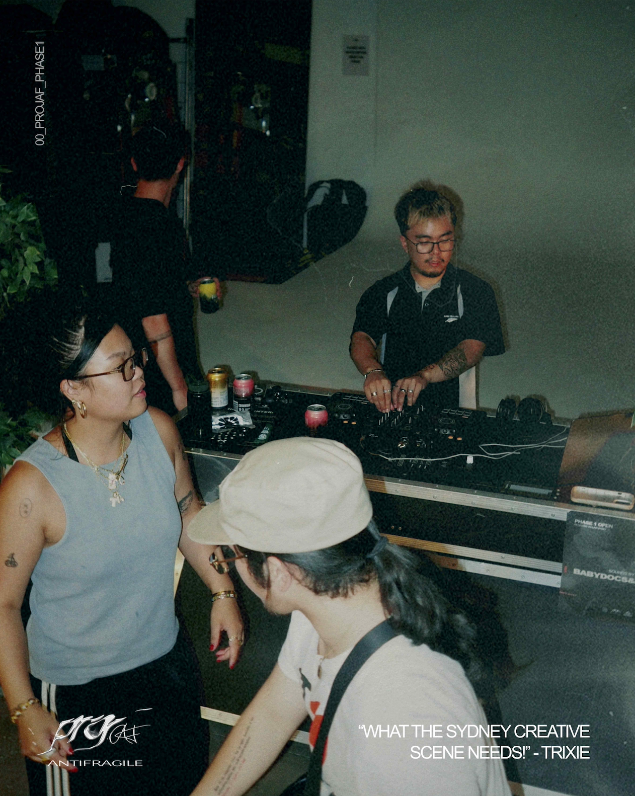 A DJ booth featuring Western Sydney based DJs providing sounds for the Project Antifragile Phase 1 ideation codesign workshop.