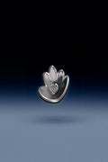 Custom die cut hat pin with a metal butterfly back fastener.
